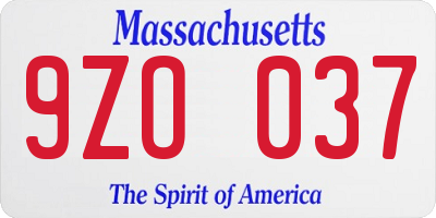MA license plate 9ZO037