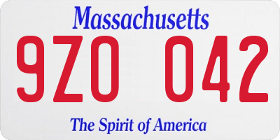 MA license plate 9ZO042