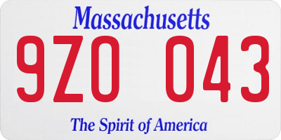 MA license plate 9ZO043