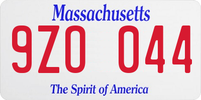 MA license plate 9ZO044