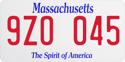 MA license plate 9ZO045
