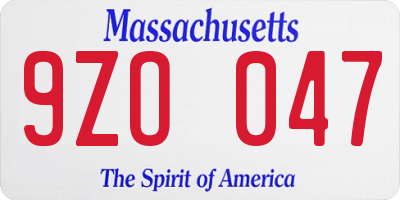 MA license plate 9ZO047