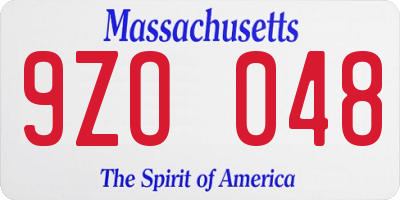 MA license plate 9ZO048