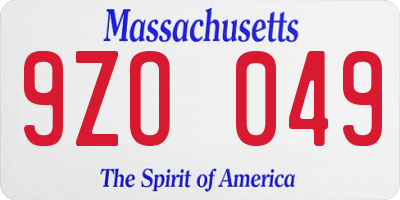 MA license plate 9ZO049