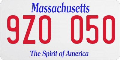 MA license plate 9ZO050