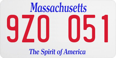 MA license plate 9ZO051