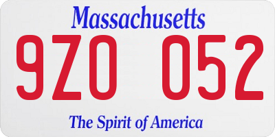 MA license plate 9ZO052