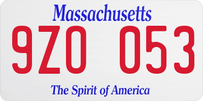 MA license plate 9ZO053