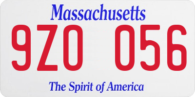 MA license plate 9ZO056