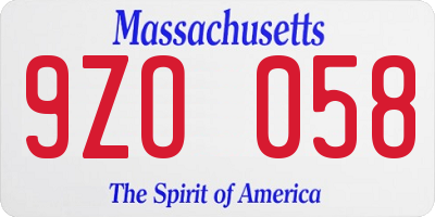 MA license plate 9ZO058