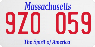 MA license plate 9ZO059