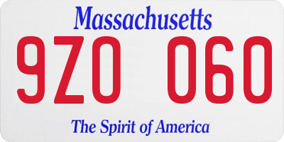 MA license plate 9ZO060