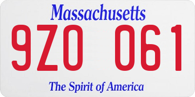 MA license plate 9ZO061