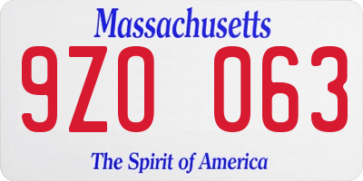 MA license plate 9ZO063