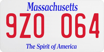 MA license plate 9ZO064