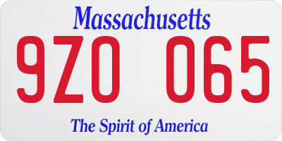 MA license plate 9ZO065