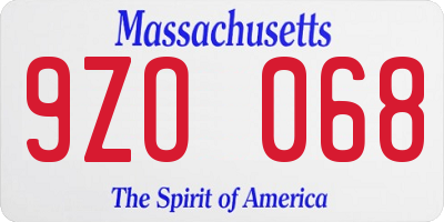 MA license plate 9ZO068
