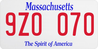 MA license plate 9ZO070