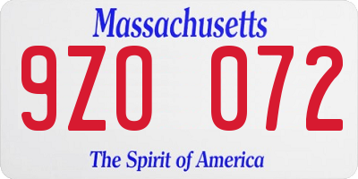 MA license plate 9ZO072