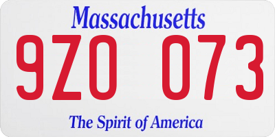 MA license plate 9ZO073