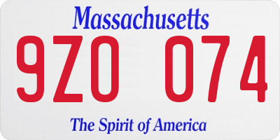 MA license plate 9ZO074