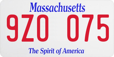 MA license plate 9ZO075