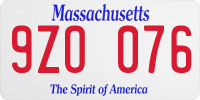 MA license plate 9ZO076