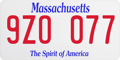 MA license plate 9ZO077