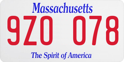 MA license plate 9ZO078