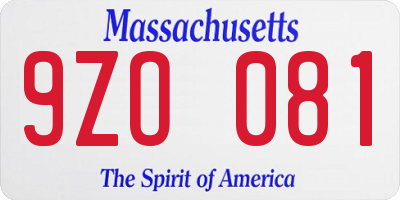 MA license plate 9ZO081