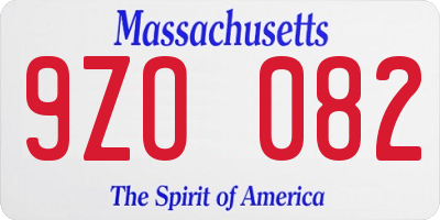 MA license plate 9ZO082