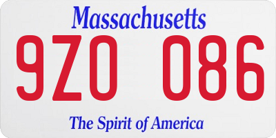 MA license plate 9ZO086