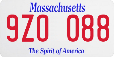 MA license plate 9ZO088