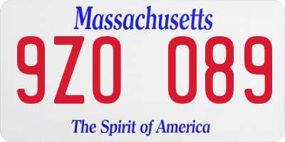MA license plate 9ZO089