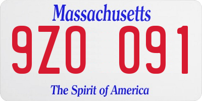 MA license plate 9ZO091