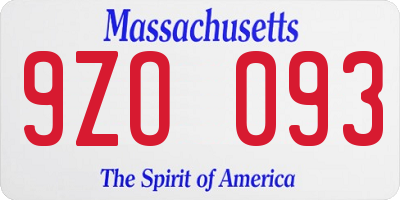 MA license plate 9ZO093