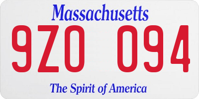 MA license plate 9ZO094