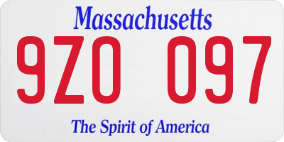 MA license plate 9ZO097