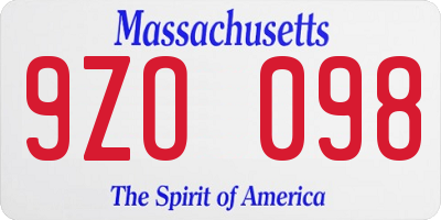 MA license plate 9ZO098