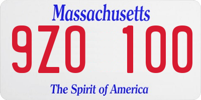 MA license plate 9ZO100