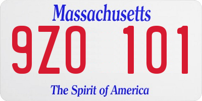 MA license plate 9ZO101