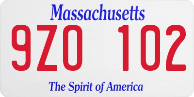 MA license plate 9ZO102