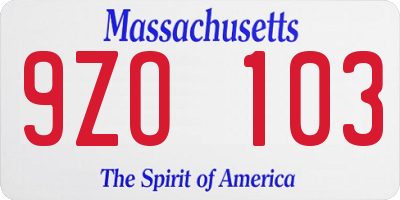 MA license plate 9ZO103