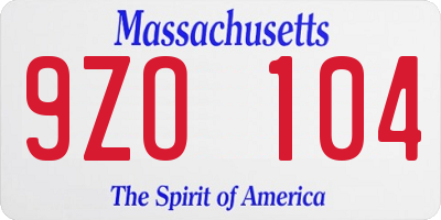 MA license plate 9ZO104