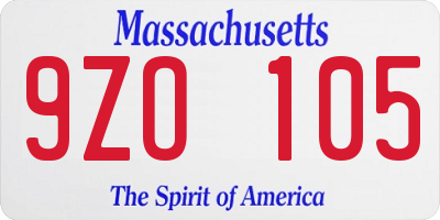 MA license plate 9ZO105