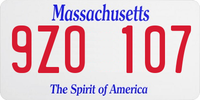 MA license plate 9ZO107