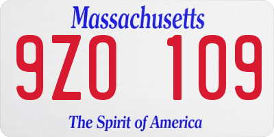 MA license plate 9ZO109