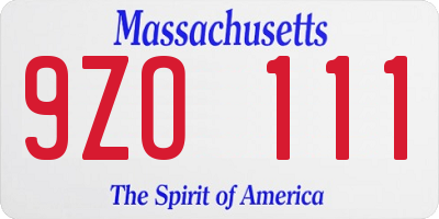 MA license plate 9ZO111