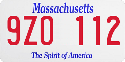 MA license plate 9ZO112