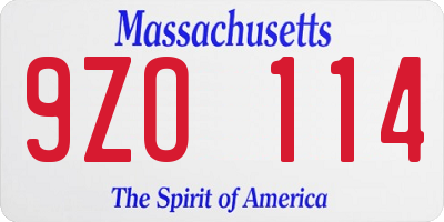 MA license plate 9ZO114